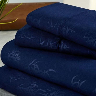 Bamboo 1800 Count Leaf Embossed Bed Sheet Set