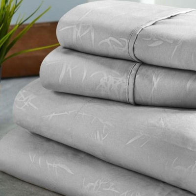 Bamboo 1800 Count Leaf Embossed Bed Sheet Set