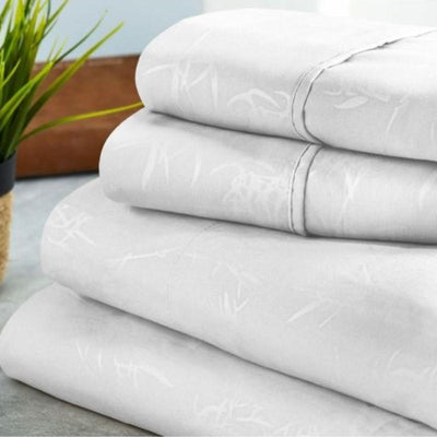 Bamboo 1800 Count Leaf Embossed Bed Sheet Set