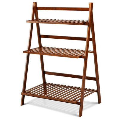 3 Tier Indoor and Outdoor Bamboo Flower Pot Shelf Stand