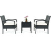 Rattan Patio Furniture - 2 Cushioned Chairs With Garden Table