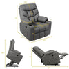 Electric Power Lift Fabric Recliner Massage Chair  2 Cup Holders - Gray