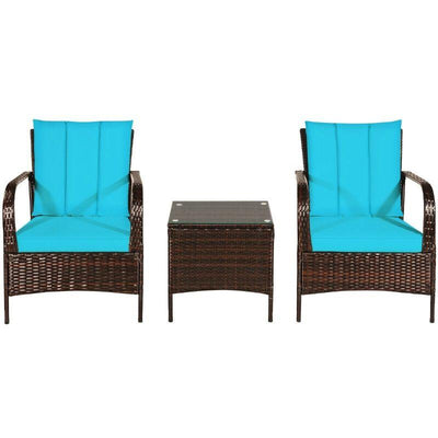 Patio Rattan Furniture 3 Piece Set