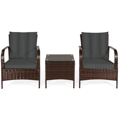 Patio Rattan Furniture 3 Piece Set