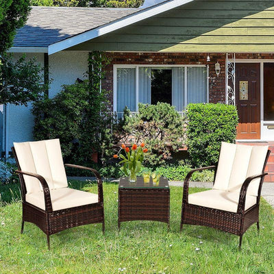 Patio Rattan Furniture 3 Piece Set