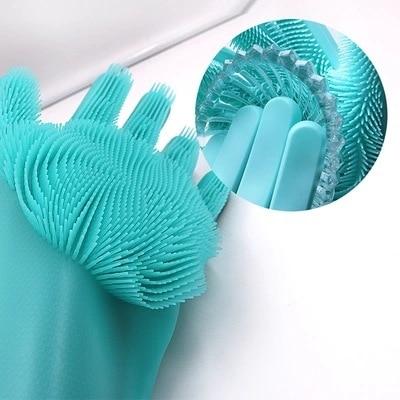 1Pair Dishwashing Silicone Rubber Dish Washing Gloves