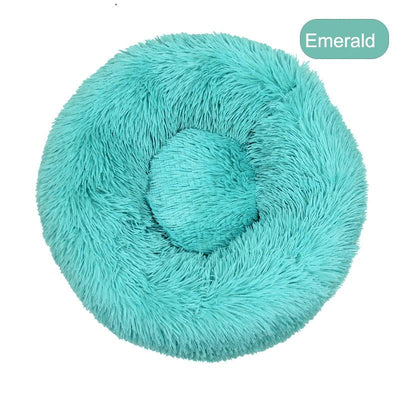 Warm Soft Long Plush Donut Dog Bed