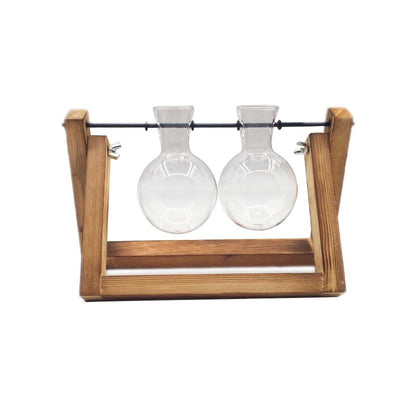 Terrarium Creative Hydroponic Plant with Transparent Vase & Wooden Frame