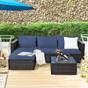 5PCS Patio Furniture Set - Sectional Conversation Sofa w/ Coffee Table