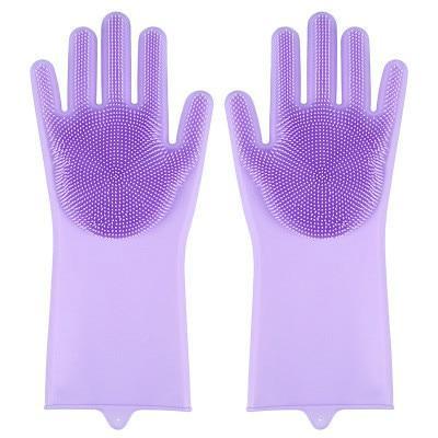 1Pair Dishwashing Silicone Rubber Dish Washing Gloves