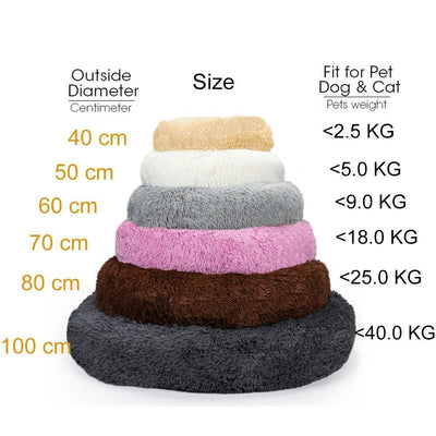 Warm Soft Long Plush Donut Dog Bed