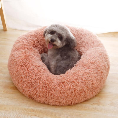 Warm Soft Long Plush Donut Dog Bed