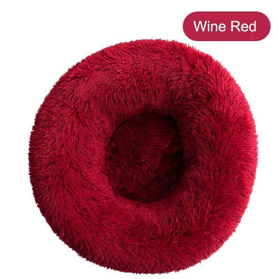 Warm Soft Long Plush Donut Dog Bed