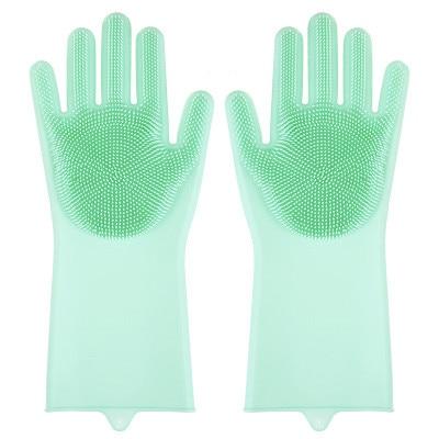 1Pair Dishwashing Silicone Rubber Dish Washing Gloves