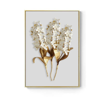 Nordic Golden abstract leaf flower Wall Art