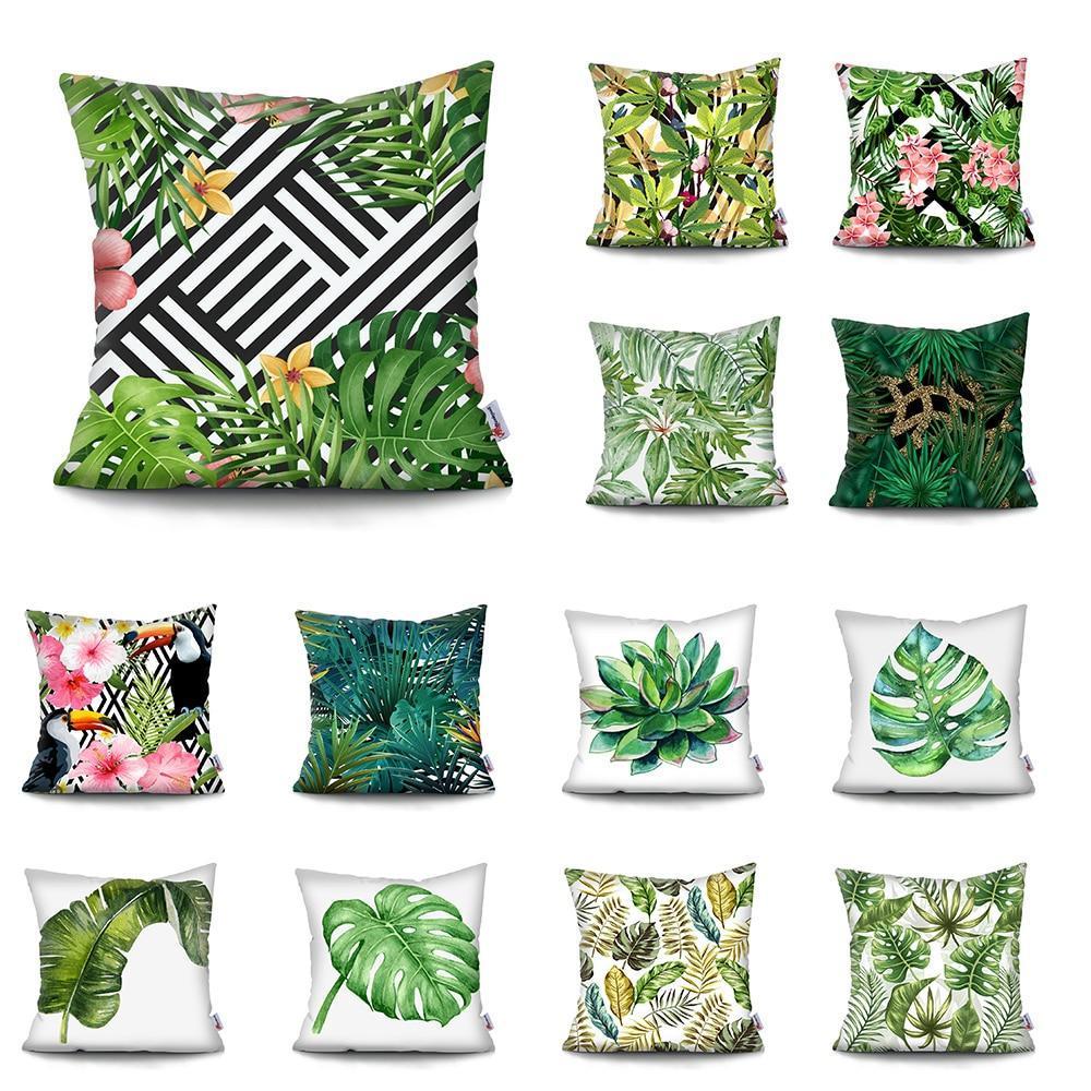 Cactus Monstera, Tropical Leaf pillowcase, Abstract flower, Decorative Pillow