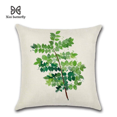 New Green Leaf Print Cushion Set