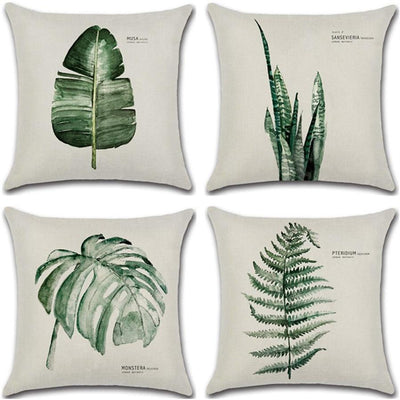 New Green Leaf Print Cushion Set