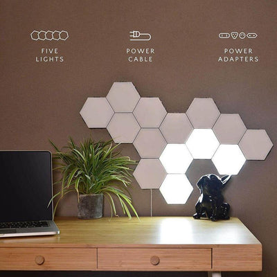 1-65 Pieces DIY Wall Touch Switch Quantum  LED Hexagonal Lamps