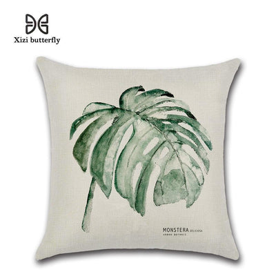 New Green Leaf Print Cushion Set