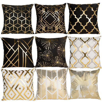 Black White Bronzing Foil Print Decorative Pillows