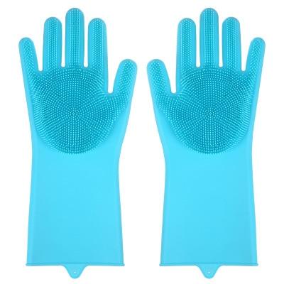 1Pair Dishwashing Silicone Rubber Dish Washing Gloves