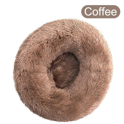 Warm Soft Long Plush Donut Dog Bed