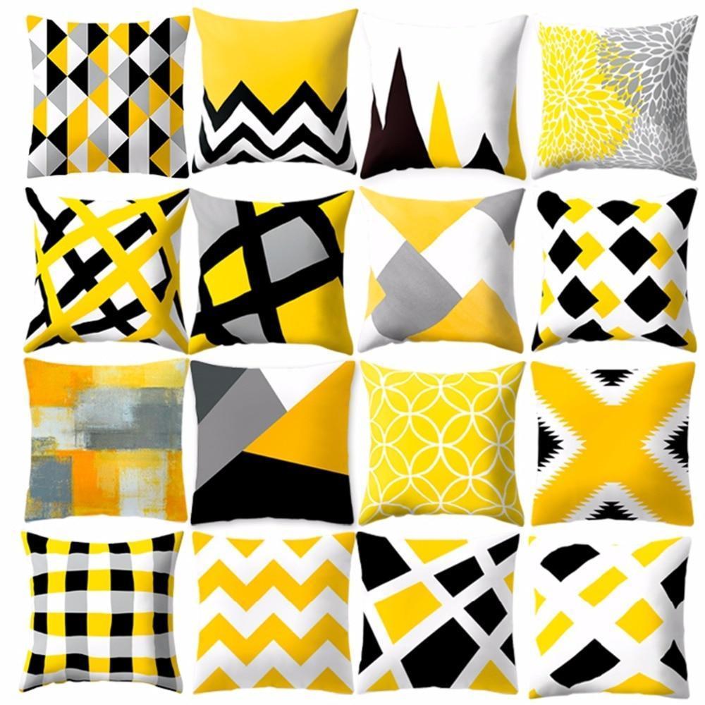 New Style Geometric Yellow Decorative Cushion For Sofa