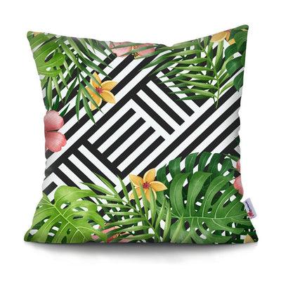 Cactus Monstera, Tropical Leaf pillowcase, Abstract flower, Decorative Pillow