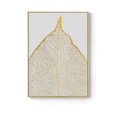 Nordic Golden abstract leaf flower Wall Art