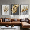 Nordic Golden abstract leaf flower Wall Art