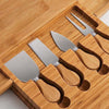 Bamboo Cheese Board and Cutlery Set with Slide Out Drawer