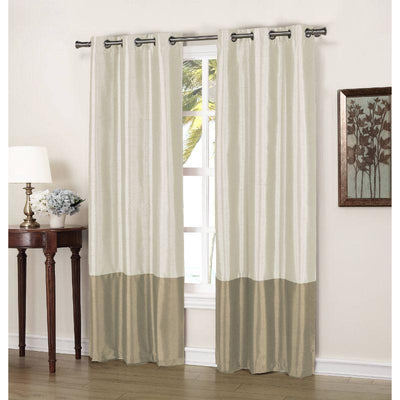 Faux Silk Thermal Two Toned Blackout Grommet Window Curtain Panels  37"x84" -  Set of 2