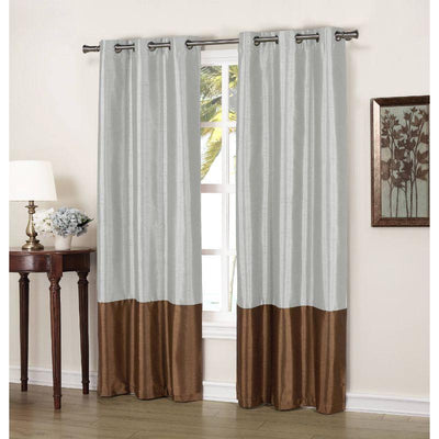 Faux Silk Thermal Two Toned Blackout Grommet Window Curtain Panels  37"x84" -  Set of 2