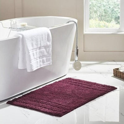 Ultra-Soft Absorbent 17" X 24" 100% Cotton Anti-Slip Bath Mat - 2 Pack