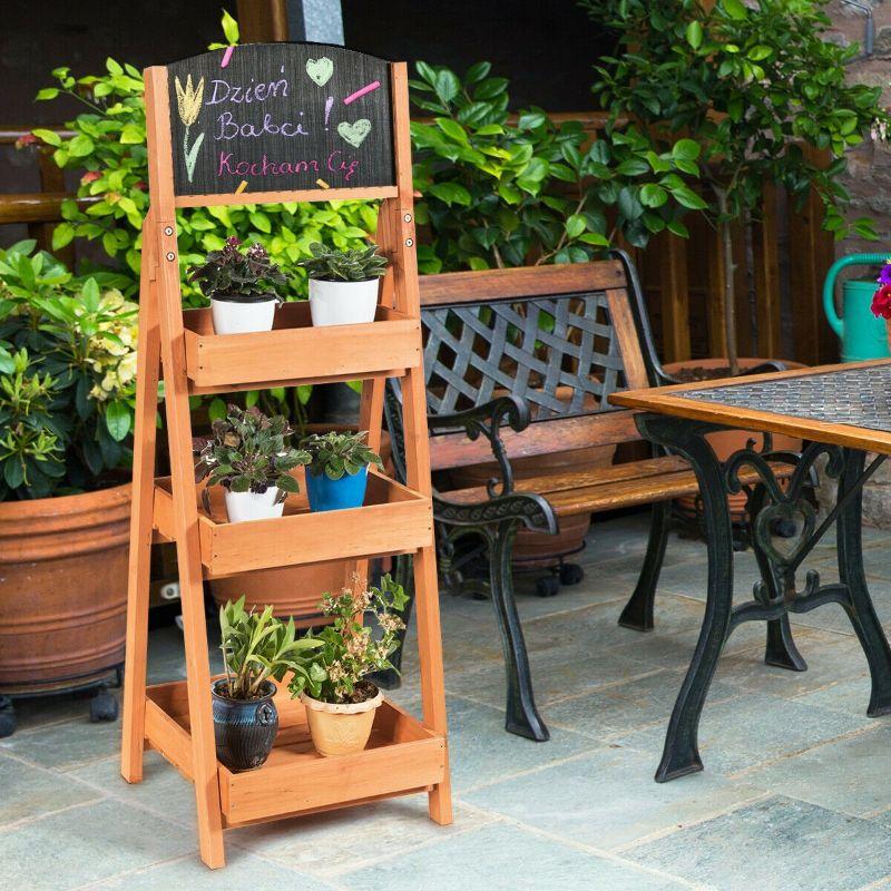 Wooden Sidewalk Chalkboard Sign Display with Shelves