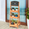 Wooden Sidewalk Chalkboard Sign Display with Shelves