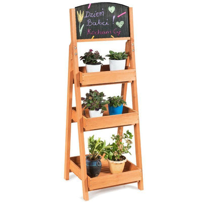 Wooden Sidewalk Chalkboard Sign Display with Shelves