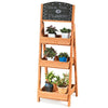 Wooden Sidewalk Chalkboard Sign Display with Shelves