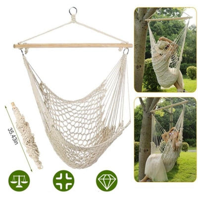 Hanging Rope Hammock Chair Swing with Spreader Bar