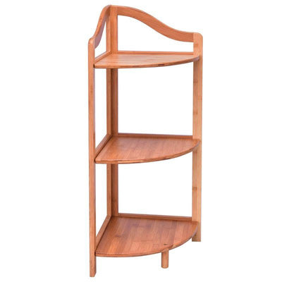 3 Tier Free Standing Bamboo Corner Shelf