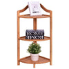 3 Tier Free Standing Bamboo Corner Shelf