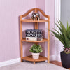 3 Tier Free Standing Bamboo Corner Shelf