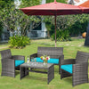 4 Piece Patio Rattan Furniture Set