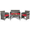 4 Piece Patio Rattan Furniture Set