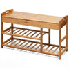 3-Tier Bamboo Shoe Bench Entryway Storage Rack