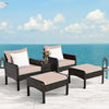 Patio Rattan Wicker Sofa Furniture Set - 5 Piece