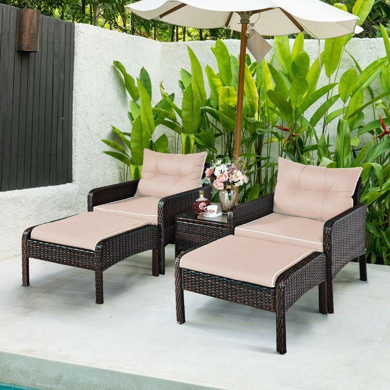 Patio Rattan Wicker Sofa Furniture Set - 5 Piece