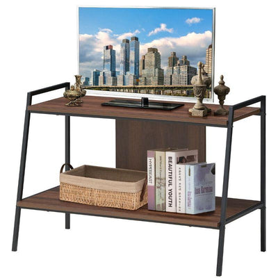 2-Tier Metal Frame TV Stand with Shelves