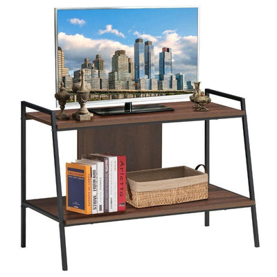 2-Tier Metal Frame TV Stand with Shelves